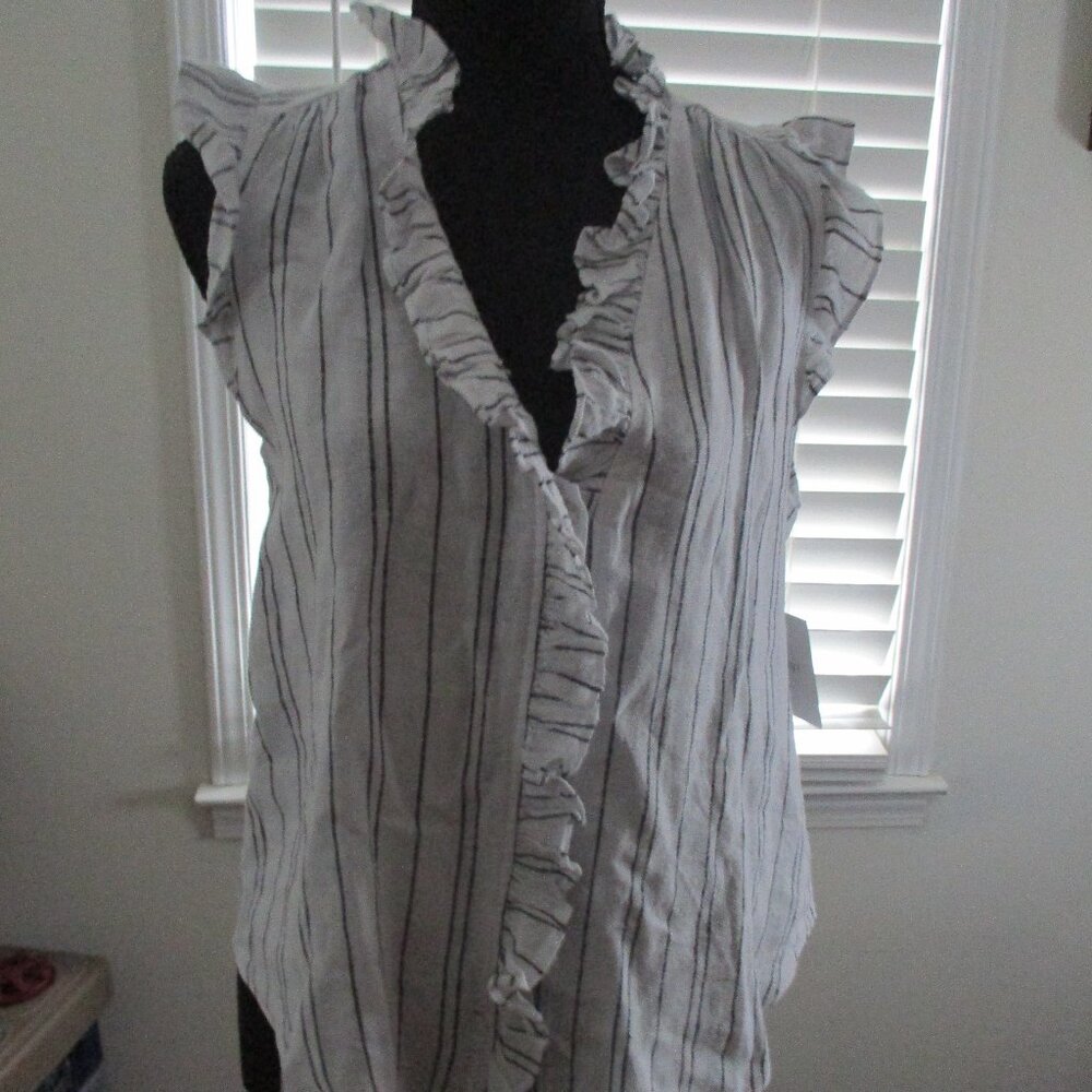 Ellen Tracy White w/Black Stripes Size Small